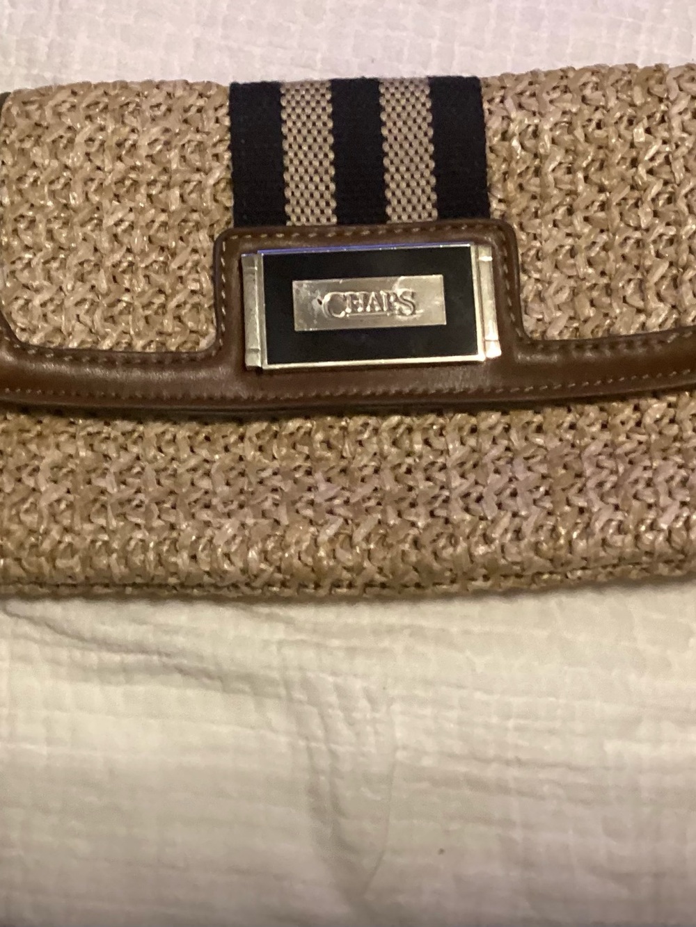Chaps Woven Straw Wristlet / Clutch with hand strap